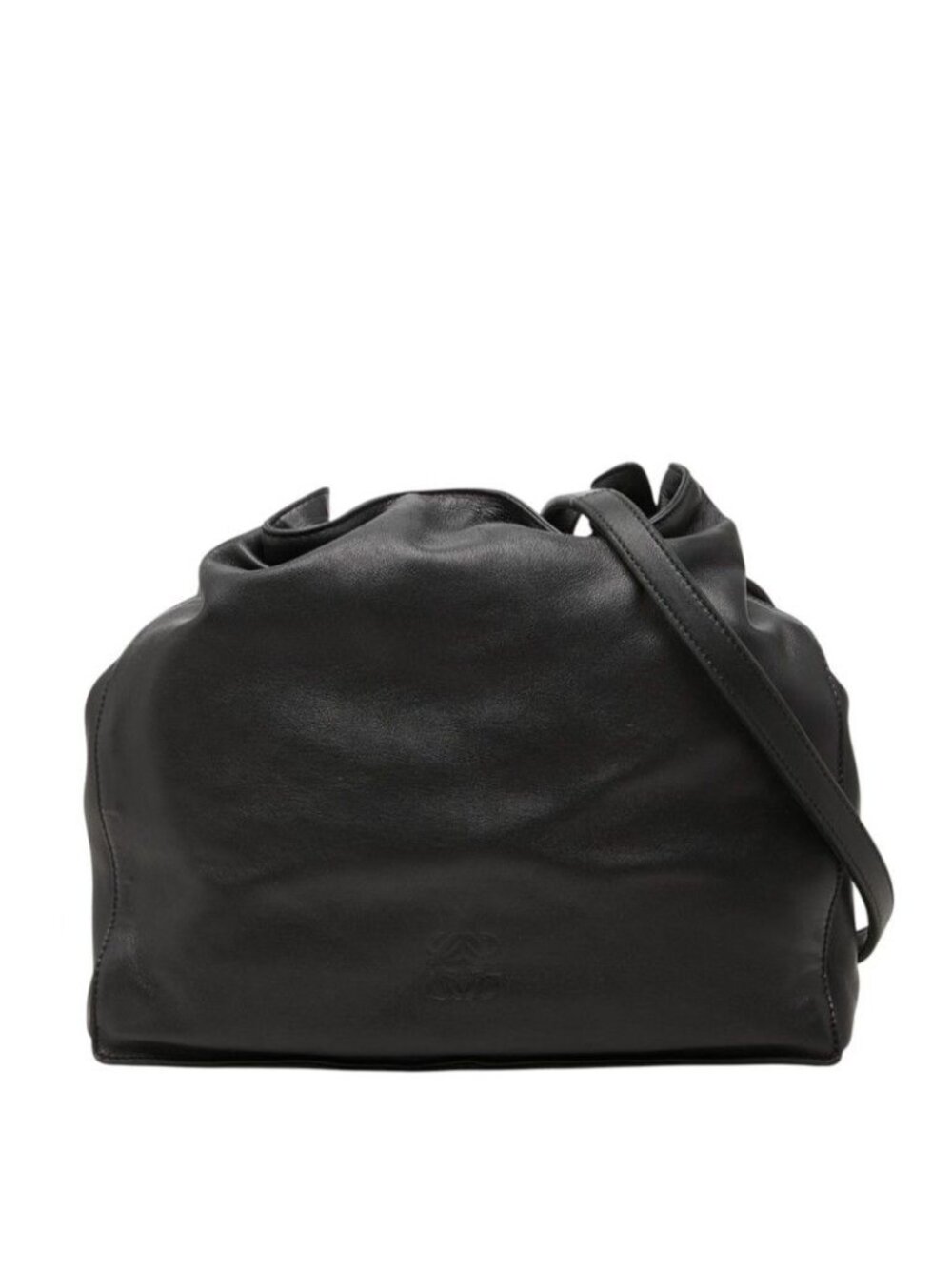 Loewe Anagram Flamenco Crossbody Shoulder Bag Black Leather